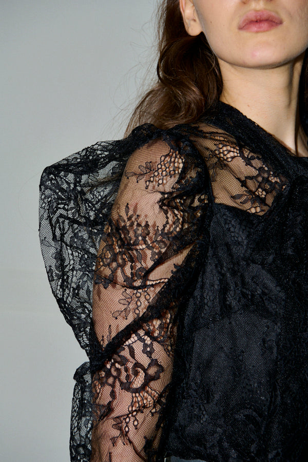 Pre-order<br>Cassia Lace Bow Blouce <br>-Black-