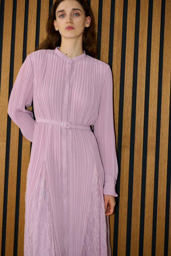 Pre-order<br>Alyssa Pleaded Long Dress <br>-Mauve pink-