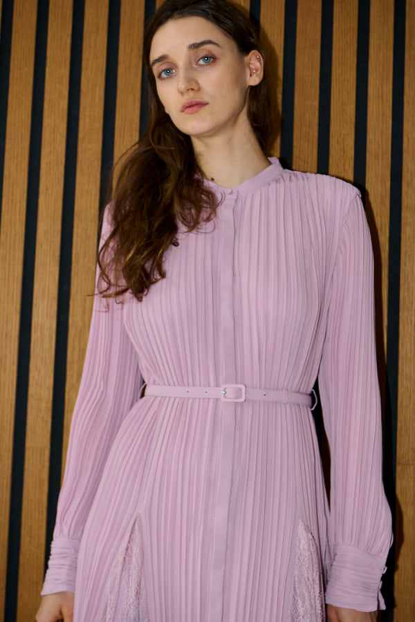 Pre-order<br>Alyssa Pleaded Long Dress <br>-Mauve pink-