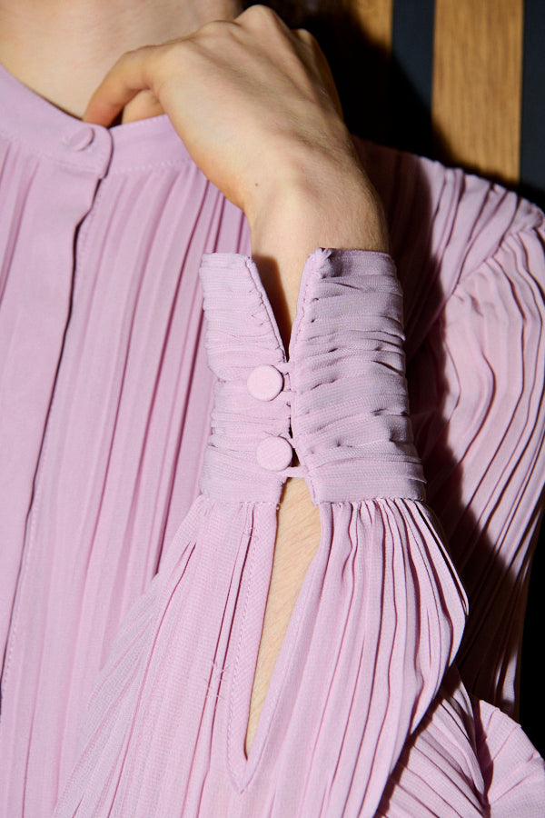 Pre-order<br>Alyssa Pleaded Long Dress <br>-Mauve pink-