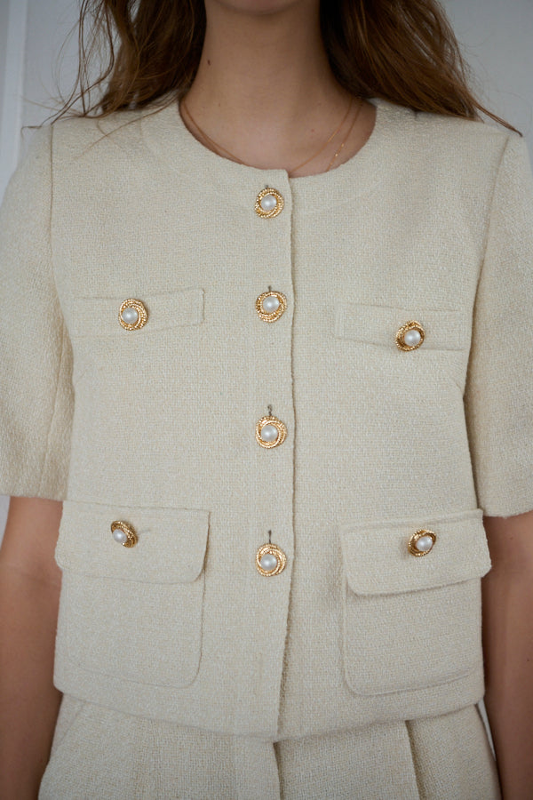【Set up】Gigi Tweed Little Jacket + Gigi Tweed Shorts  -Ecru-