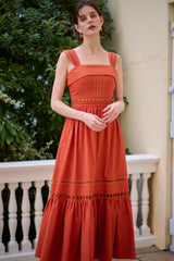 Rebecca Sheer Tape Dress -Orange- – Estella.K