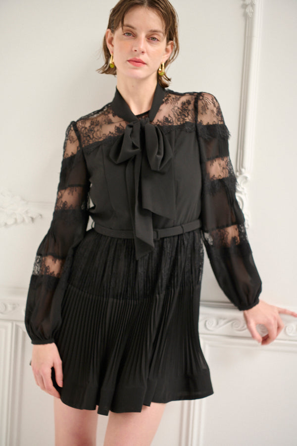 Frances Lace Mini Dress -Black- – Estella.K