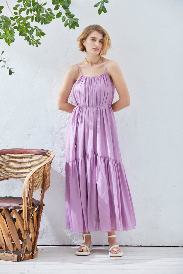 Dramatic summer belted dress <br> -LAV.Pink-