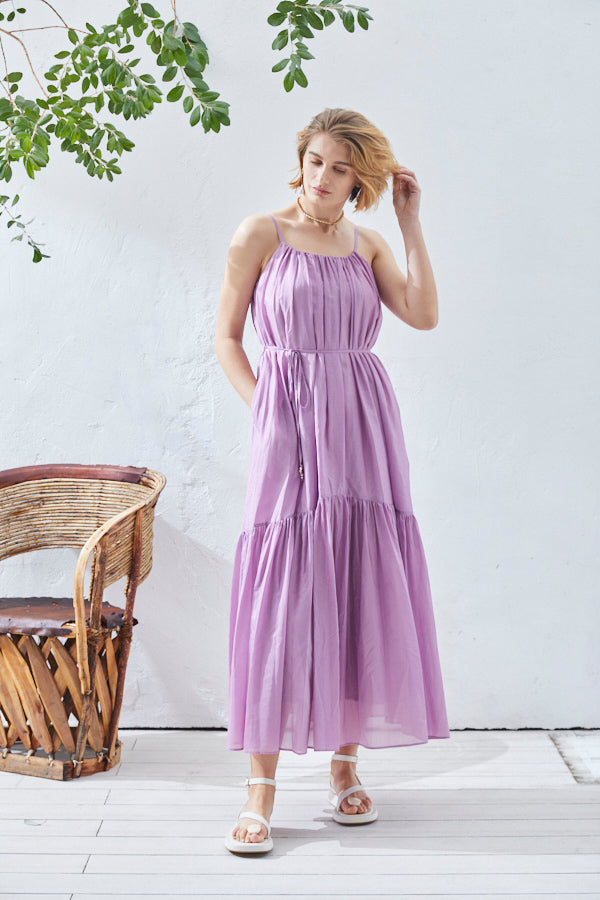 Dramatic summer belted dress <br> -LAV.Pink-