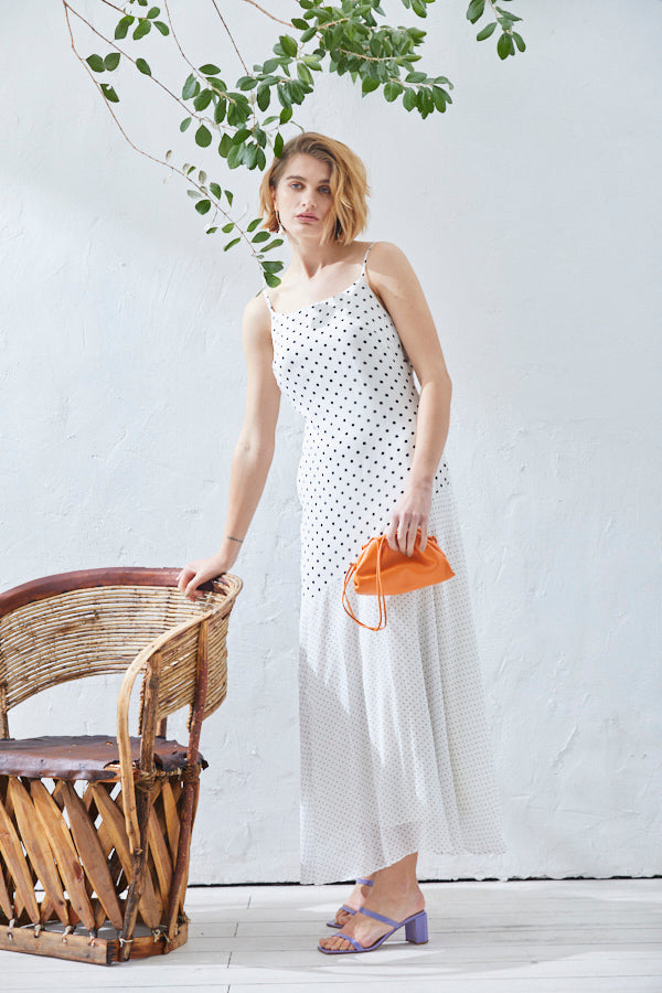 Aviana Dress <br>  -WHT x blk dot-