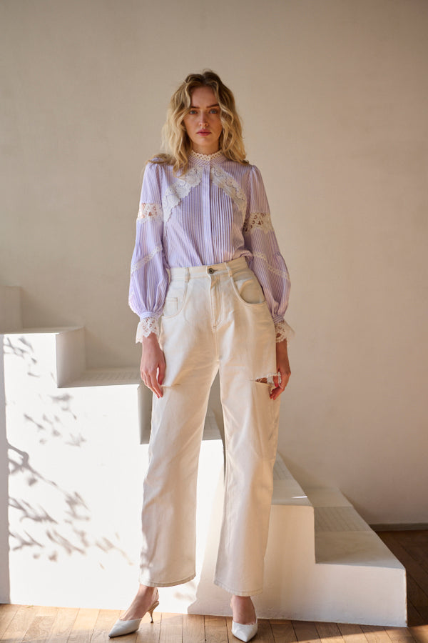 Bibi Lace-trimmed Blouse -L.PUR.st-
