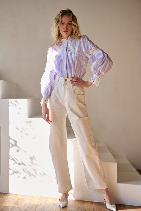 Bibi Lace-trimmed Blouse -L.PUR.st-