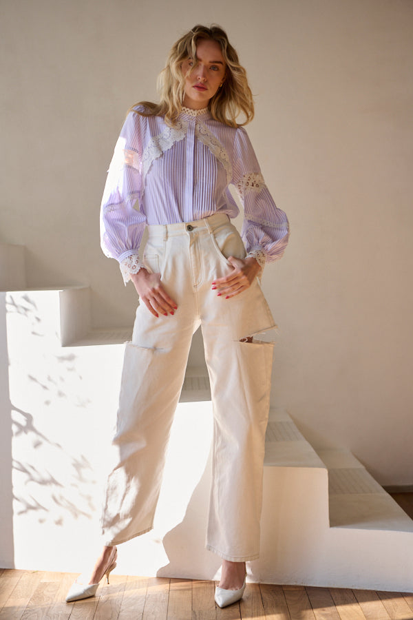 Bibi Lace-trimmed Blouse -L.PUR.st-