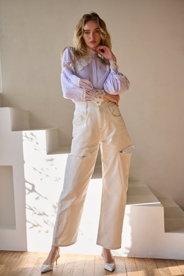Bibi Lace-trimmed Blouse -L.PUR.st-