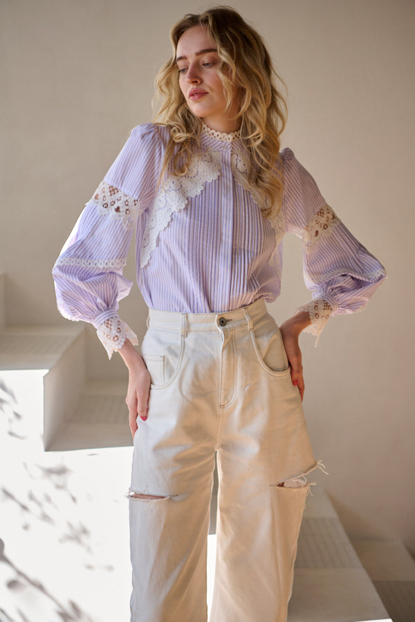 Bibi Lace-trimmed Blouse -L.PUR.st-