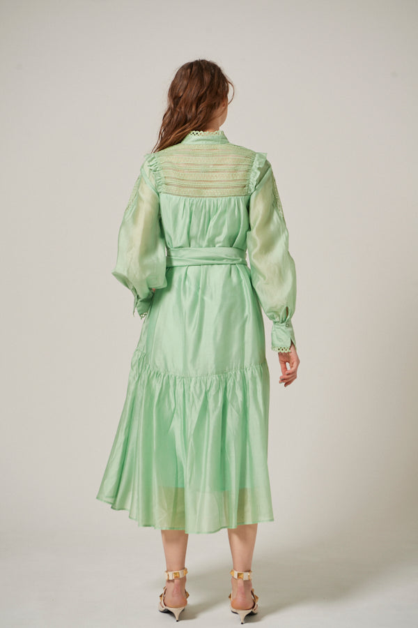 Leonine Belted Dress <br> -Pale GRN-