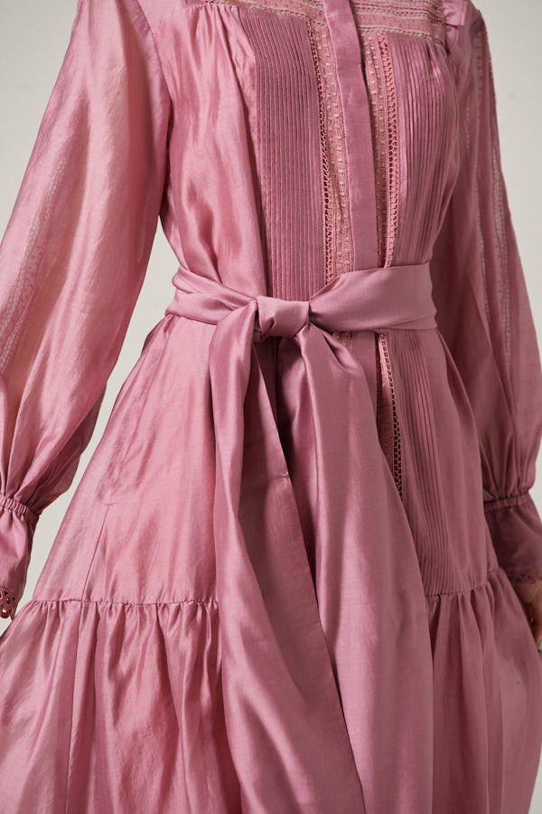 Leonine Belted Dress <br> -Rose PNK-