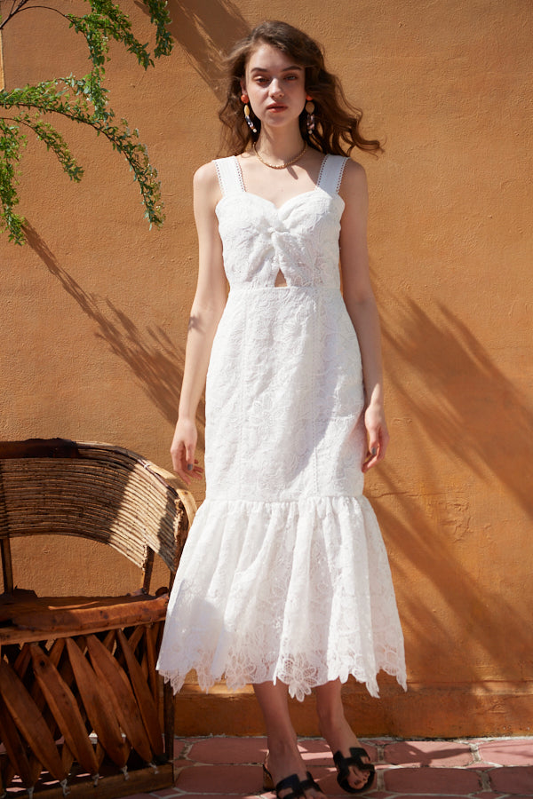 Capri Dreams Lace Dress <br> -WHT-