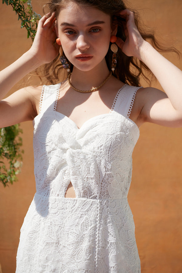 Capri Dreams Lace Dress <br> -WHT-