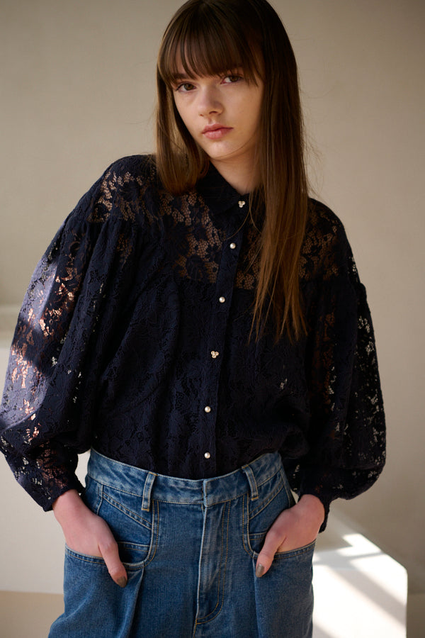 Betty Lace Blouse  <br>  -NVY-