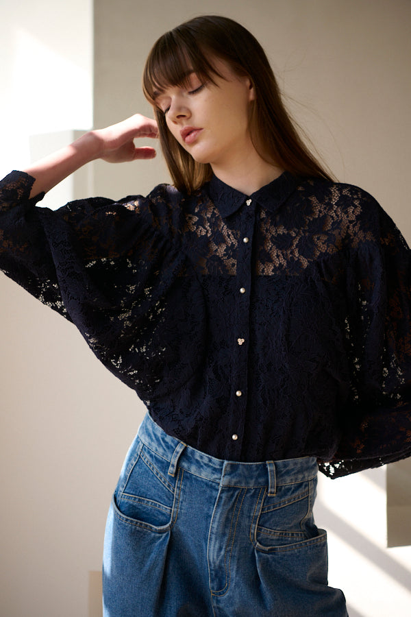Betty Lace Blouse  <br>  -NVY-