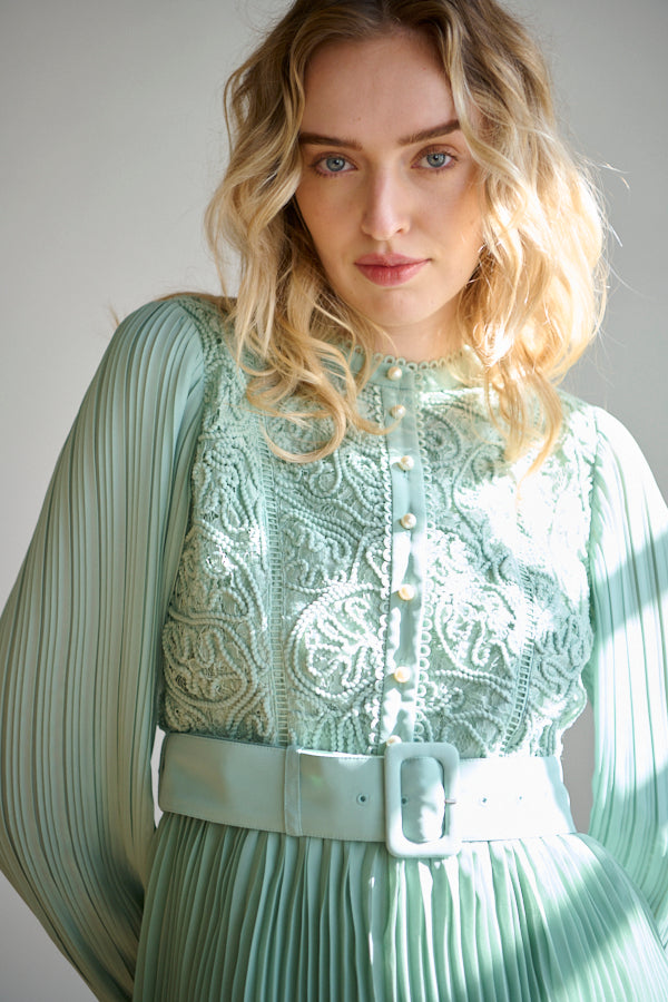 Annina Pleated Dress <br> -SAGE-
