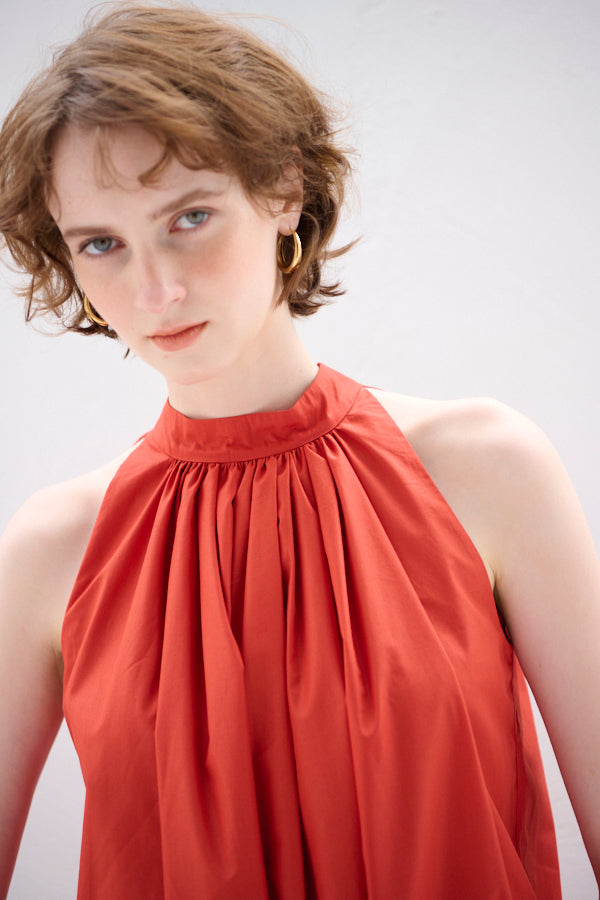 Clara Back Ribbon Dress <br> -Orange RED-