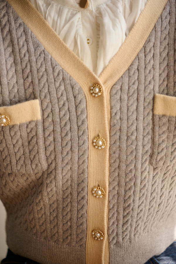 Merina Carble-knit Cardigan <br> -GRY-