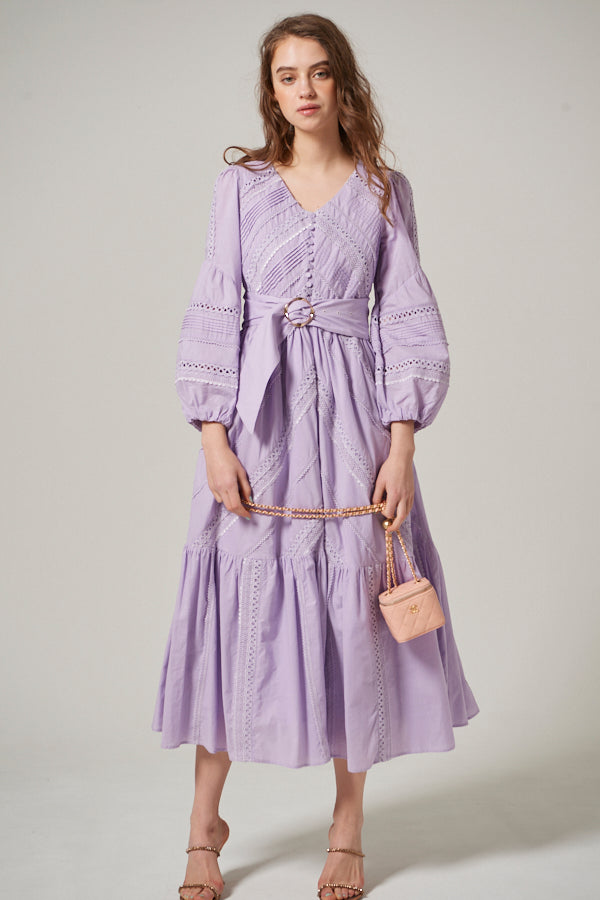 Maisie Belted Lace Dress <br>  -L.PUR-