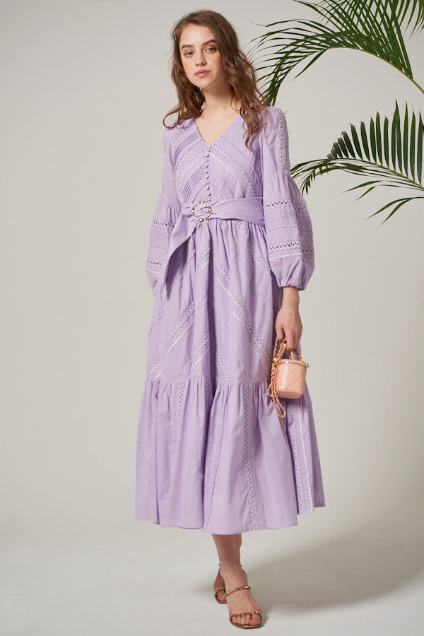 Maisie Belted Lace Dress <br>  -L.PUR-