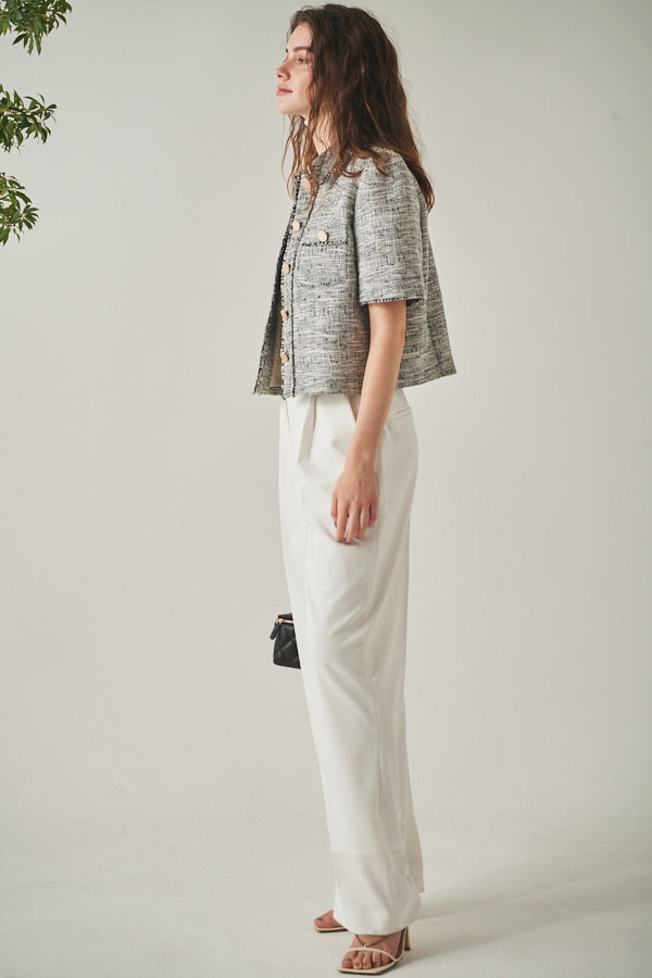 Viola Tweed Short Jacket<br> -BLK-