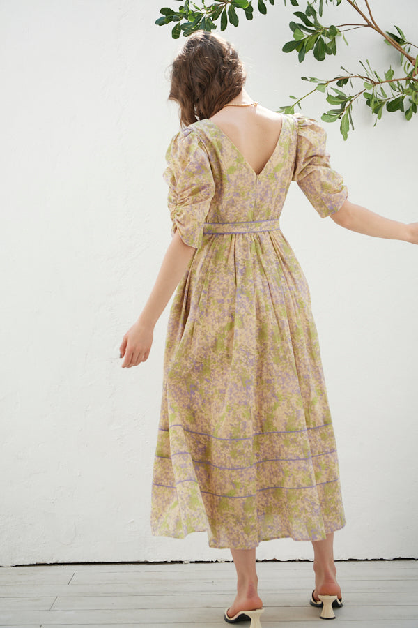 La La Floral Belted Dress  <br>-PUR pt-