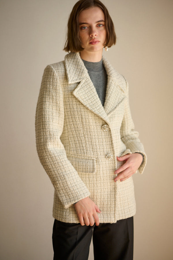 Giselle Tweed Coat <br> -WHT-
