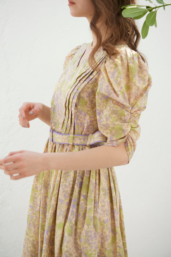 La La Floral Belted Dress  <br>-PUR pt-