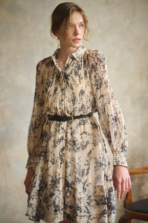 Merida Floral Belted Dress <br>  -IVO x blk pt-