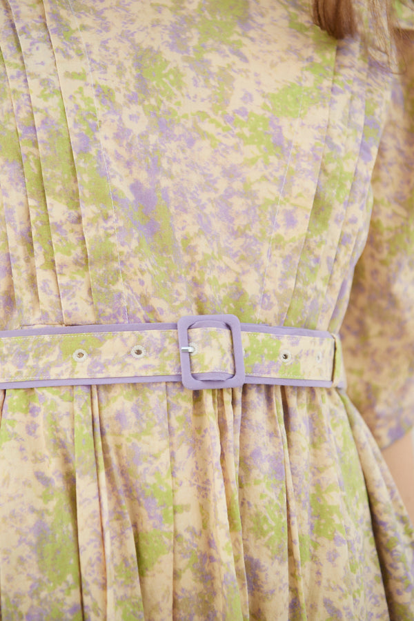 La La Floral Belted Dress  <br>-PUR pt-