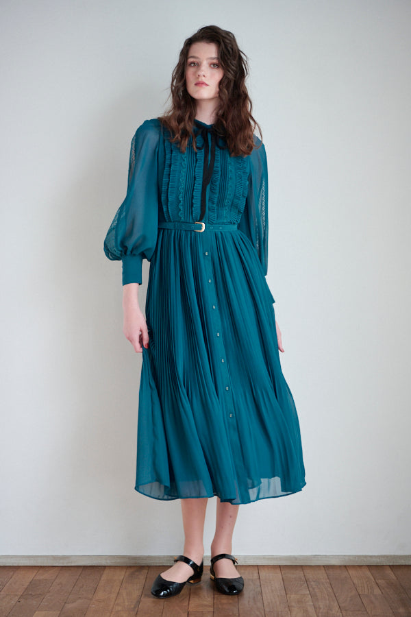 Melvina Belted Long Dress -Blu. GRN-