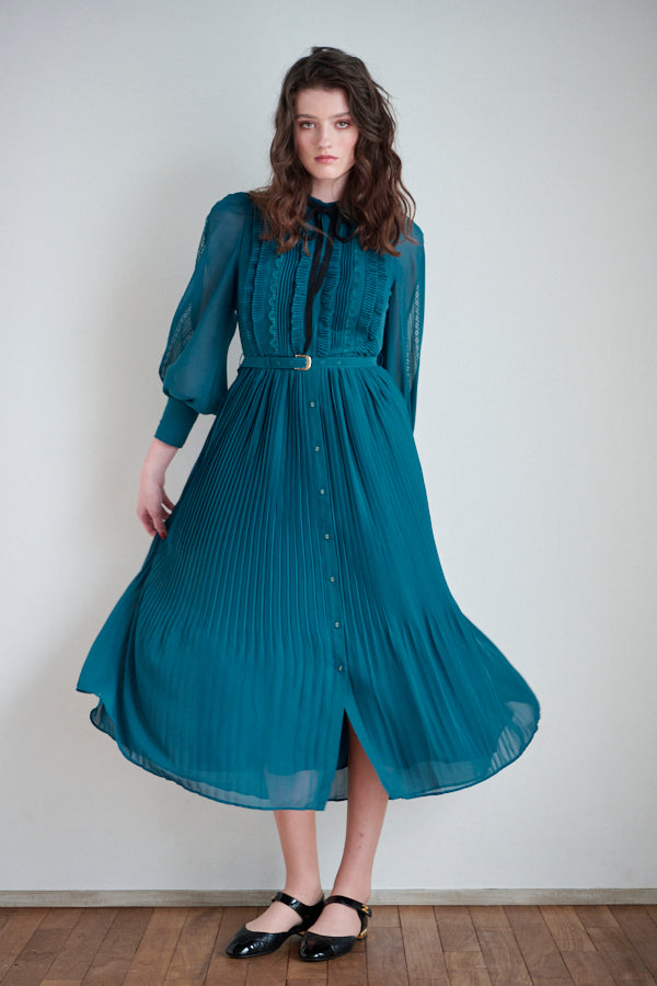 Melvina Belted Long Dress -Blu. GRN-