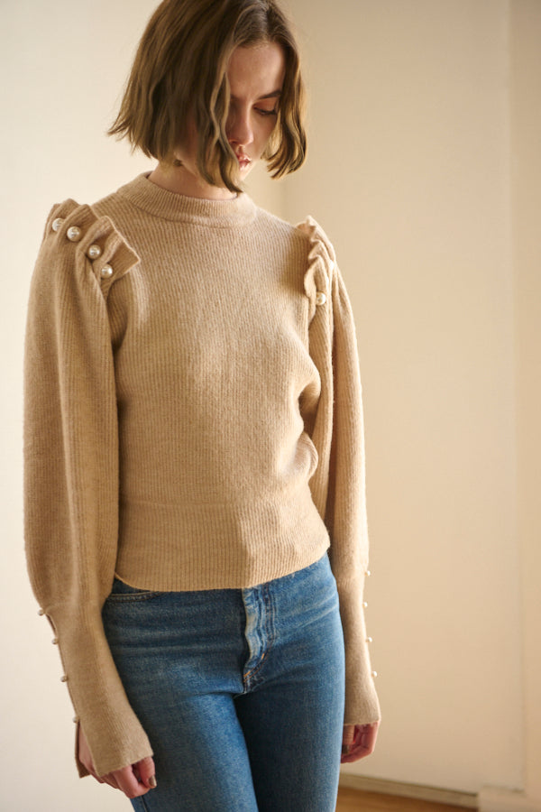 Pearl Crew neck Slash-sleeve sweater <br>  -L.BEG-