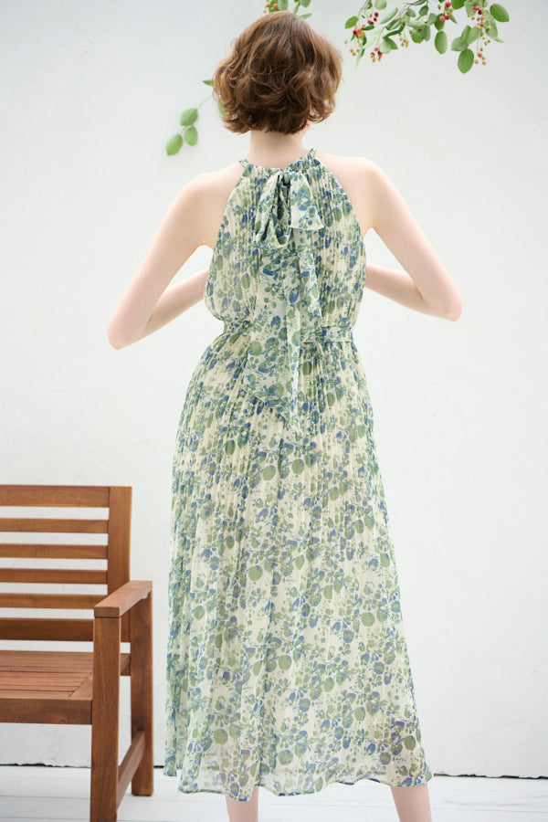 Agnes Pleated Long Dress<br>-GRN pt.-