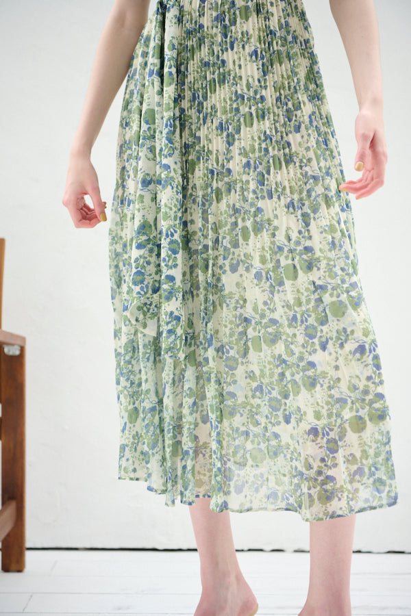 Agnes Pleated Long Dress<br>-GRN pt.-