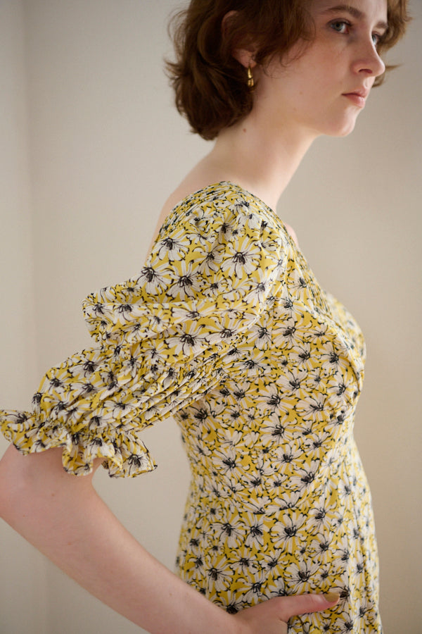 Jules floral-print midi dress<br> -YEL pt-