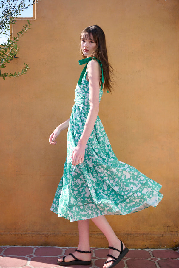 Sandra Floral-print long dress  -GRN x off pt-