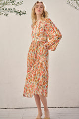 Jane Belted Dress -Flower printed -ORG flower- – Estella.K