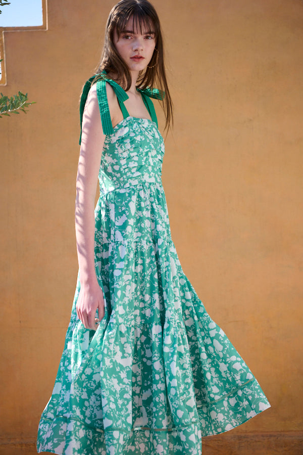 Sandra Floral-print long dress  -GRN x off pt-