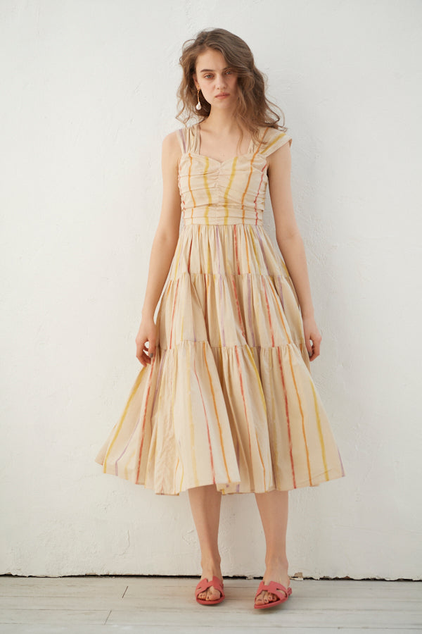 Simone Belted Long Dress  <br>-BEG-