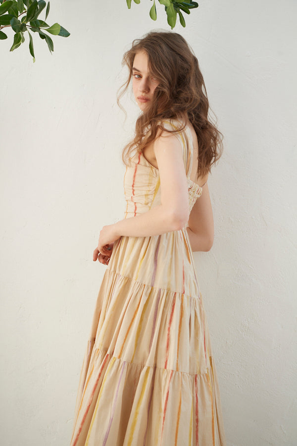 Simone Belted Long Dress  <br>-BEG-