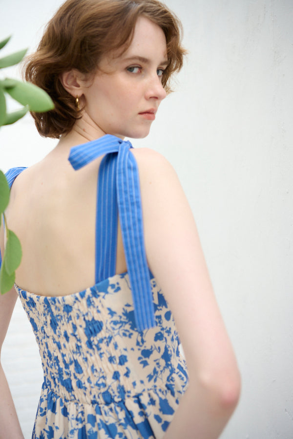 Sandra Floral-print long dress  <br>-IVO x blu.pt-