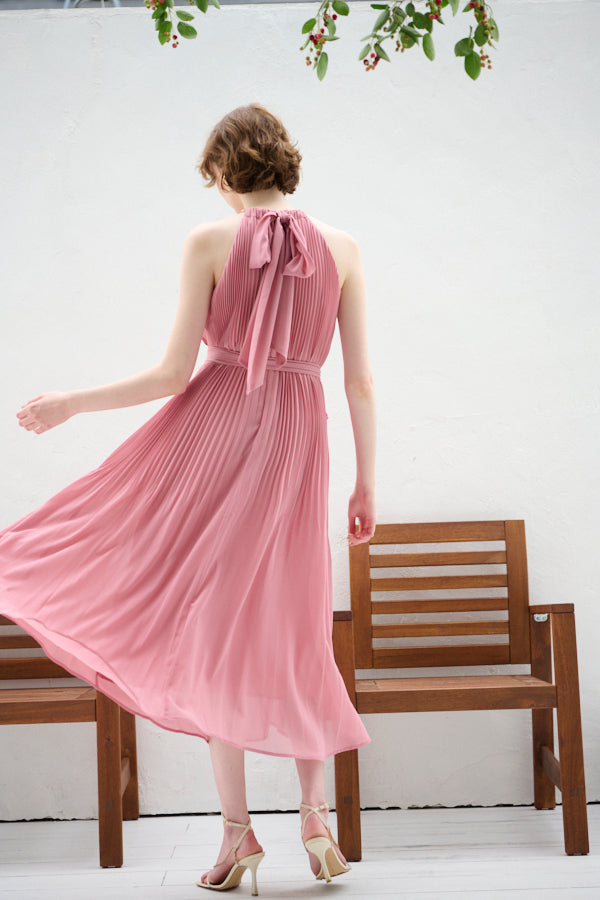 Agnes Pleated Long Dress <br>-PNK-