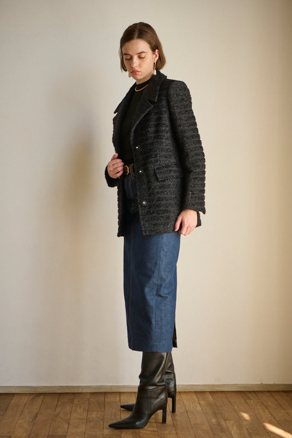 Giselle Tweed Coat <br> -BLK-