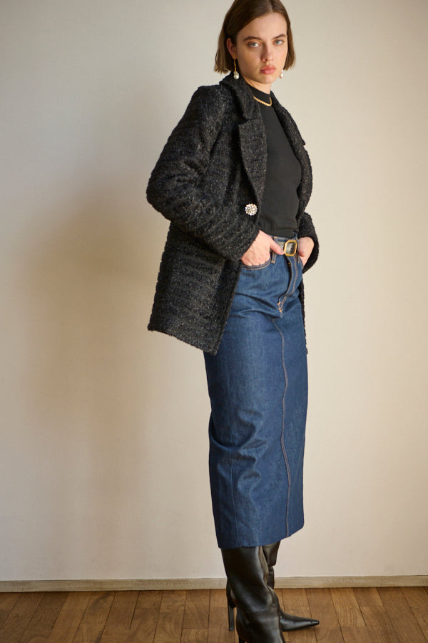 Giselle Tweed Coat <br> -BLK-