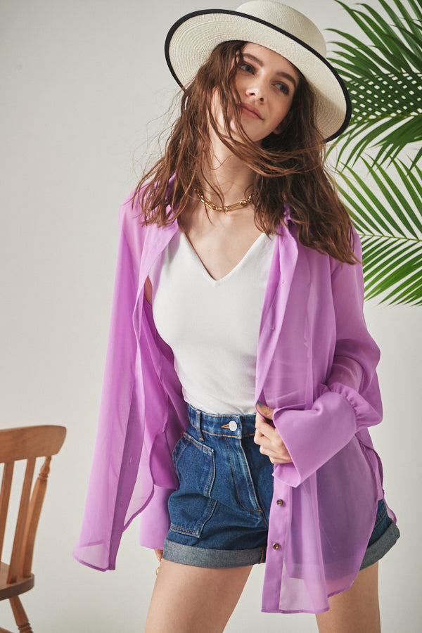 Sunset Tower Oversized Shirt <br> -PUR-