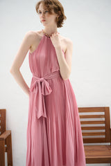 Agnes Pleated Long Dress -PNK- – Estella.K