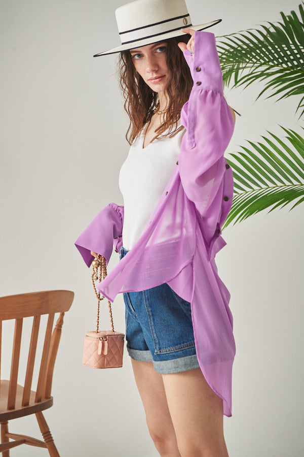 Sunset Tower Oversized Shirt <br> -PUR-